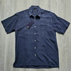 Nautica Men’s Navy Blue Short Sleeve Button Down Shirt Sz M